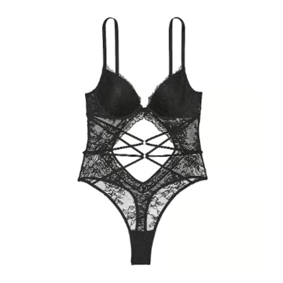 Victoria's Secret Rose Lace Strappy Teddy Bodysuit Size XS - Picture 10 of 11